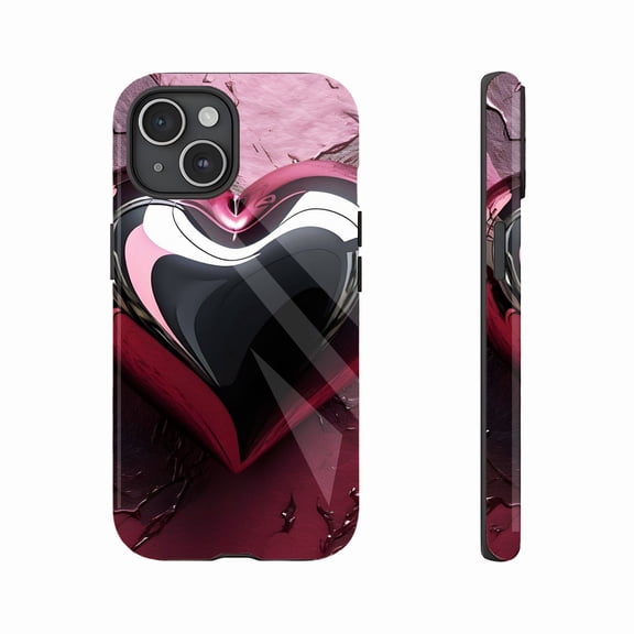 Metallic Heart - Shaped iPhone Case For Valentine’s Day Gift Lovers Compatible with iPhone 11/12/13/14/15/16 (Pro Max/Plus)
