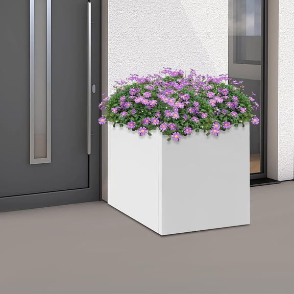 Metallic Heavy Long and Large Outdoor Indoor Planter Rectangular Trough Box with Drainage Holes Modern Planters for Plants Flowers Garden 20x20x20