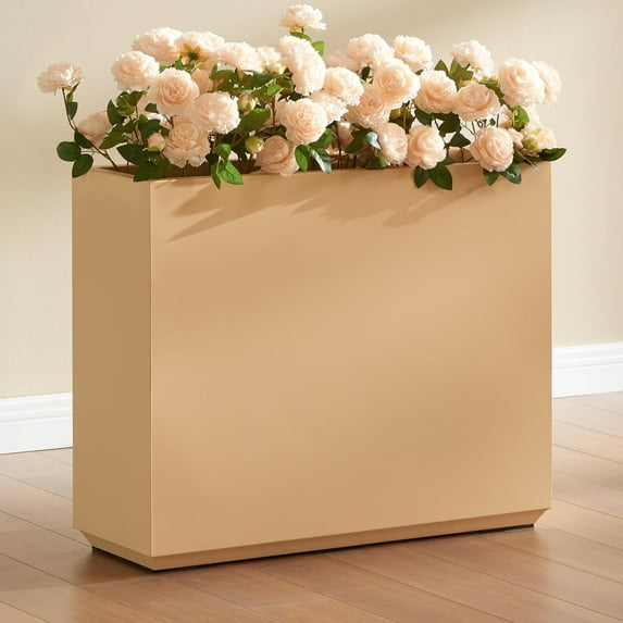 Metallic Heavy Outdoor Planter Box, Span Planter, Long and Tall Divider Planter, 30Lx10Wx24H, Coral Peach, Seamless 30.8 Pounds