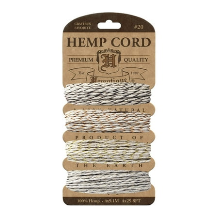 Hemptique Hemp Cord Card - Metallic Vintage Colors, 120 ft, 10 lb