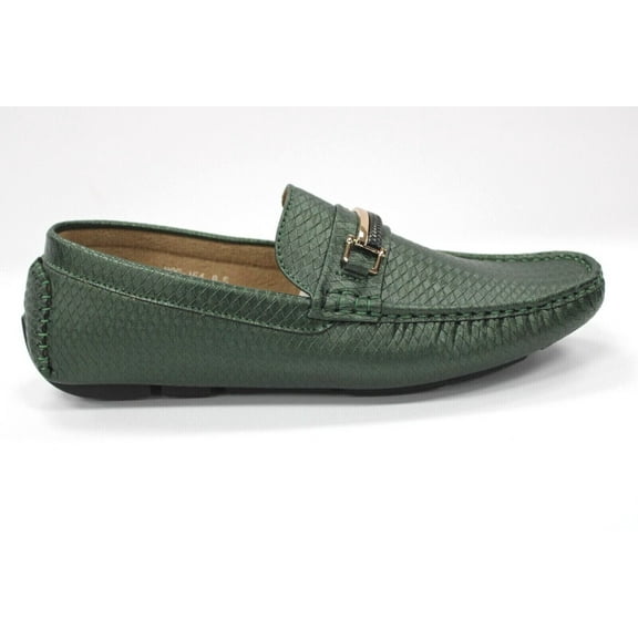 Men's Metallic Hunter Green Slip On Loafers By Royal Shoes MOC-154