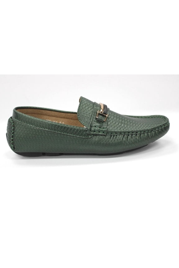 Men's Metallic Hunter Green Slip On Loafers By Royal Shoes MOC-154