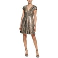 thumbnail image 1 of Metallic Jacquard V-Neck Dress Slate 16, 1 of 1