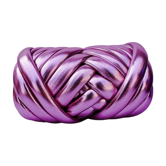 Metallic Knitting Yarn Braiding Cord 16.4YardX25mm Glossy Milky Silk Thread For Handmade Bags Blankets Weaving Project