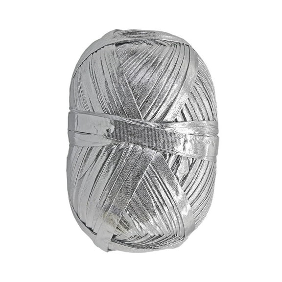 Metallic Knitting Yarn Silver (50 Yards/148 Feet) Thick Sparkly Sequin Ribbon Yarn For DIY Crochet Blankets Bags Handcraft Projects