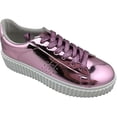 thumbnail image 1 of Metallic Lace Up Chunky Flatform Sole Slip On Creepers - 9 / Pink, 1 of 1