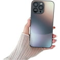 thumbnail image 1 of Metallic Lacquer Gradient Frosted Glass Phone Case with Lens Film Protection, Small Fresh Style, Ladies Favorite, for iPhone 15 14 13 12 11 Pro Max Plus Phone Case (Black,iPhone 13 Pro Max), 1 of 8