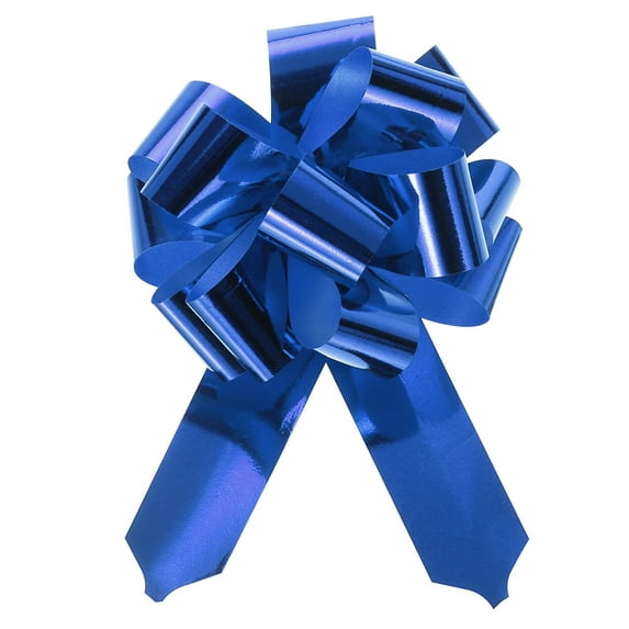Metallic Large Big Pull Bow Gift Wrapping Bows Ribbon for Wedding Car Baskets Presents Christmas Blue_4 inch