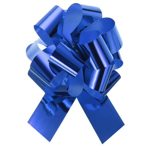 Metallic Large Big Pull Bow Gift Wrapping Bows Ribbon for Wedding Car Baskets Presents Christmas Blue_6 inch