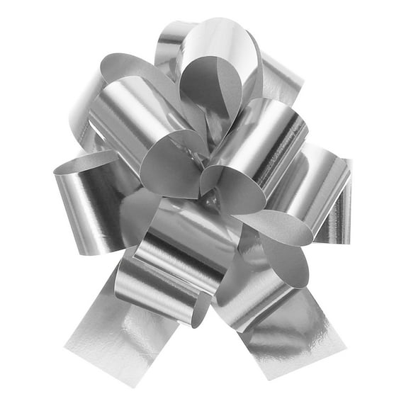Metallic Large Big Pull Bow Gift Wrapping Bows Ribbon for Wedding Car Baskets Presents Christmas Silver_4 inch