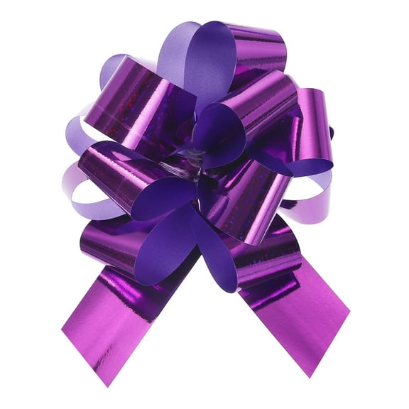 Metallic Large Big Pull Bow Glitter Gift Wrapping Bows Ribbon for Wedding Car Baskets Presents Christmas Bow Purple_4 inch
