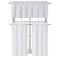 thumbnail image 1 of Metallic Lattice Clover Ultra Luxurious Complete Kitchen Curtain Tier & Valance Window Curtains Set - Silver, 1 of 1