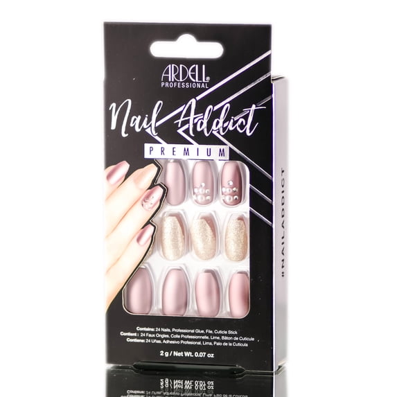 Metallic Lilac Pearl , Ardell Nail Addict Premium Artificial Nail Set , Hair Scalp Skin Body - Pack of 3 w/ SLEEK Teasing Comb