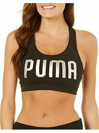 Puma Women's Polyester Wired Classic Sports Bra (522192_Speed Green-Black)