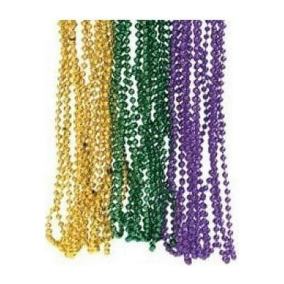 Metallic Mardi Gras Beads - Jewelry - 144 Pieces