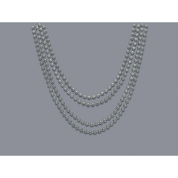 Metallic Mardi Gras Beads, 32 in, Silver, 4ct