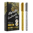 thumbnail image 1 of Metallic Marker Pen, Gold/Silver Reflective Glossy Metallic Chrome Markers, Paint Markers for Black Paper, Rock Painting, Scrapbooking Crafts, Card Making, Ceramic, 1 of 7