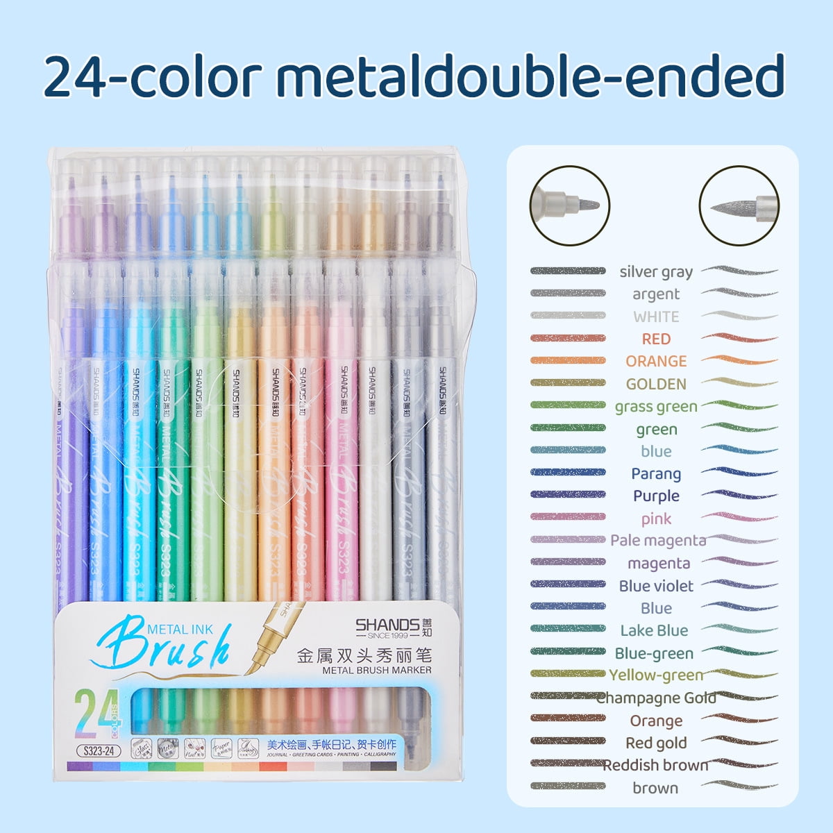 Metallic Markers Pens, Dual Tip Metallic Pens for Rock Painting,Tattoo painting, Ceramic, Card Making, Black Paper, Easter Egg, Metal
