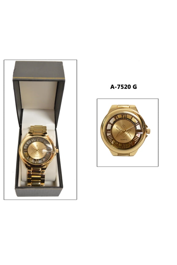 Metallic Masonic Wrist Watch - Gold A7520G