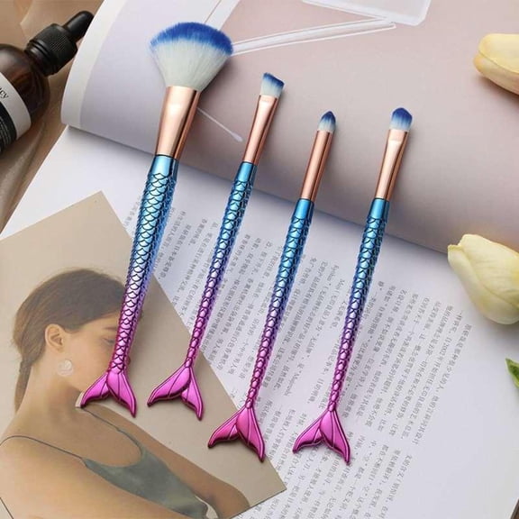 Metallic Mermaid Gradient Makeup Brush Set 4pc