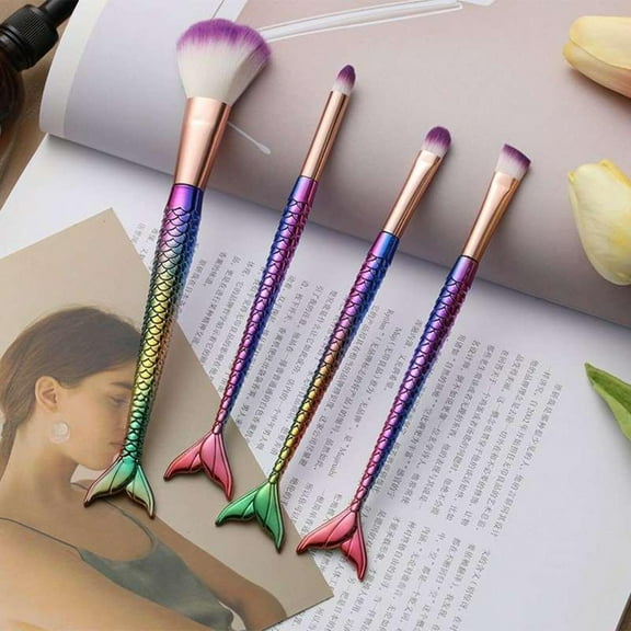 Metallic Mermaid Gradient Makeup Brush Set 4pc