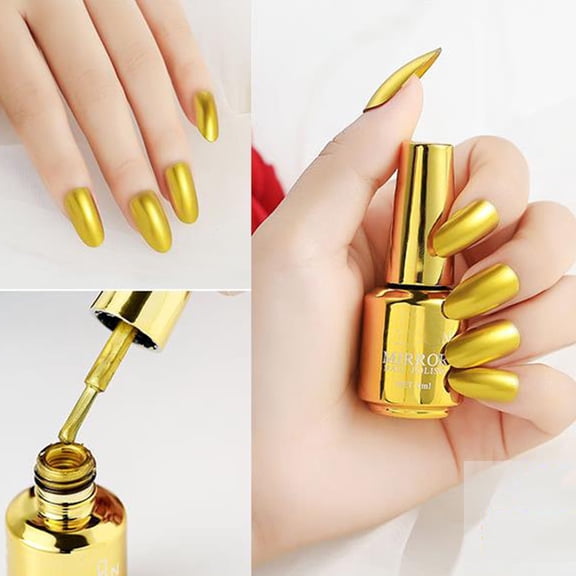 Metallic Mirror Nail Polish A - Long Lasting Metallic Mirror Effect Nail Polish, Multicolor Shiny Shade 8Ml, Nail Polish Easter Mother'S Day Nail Care Makeup Organizers