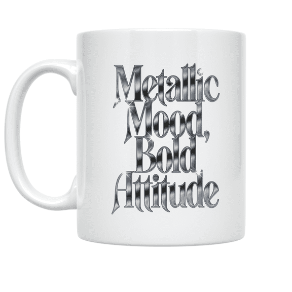 Metallic Mood Bold Attitude - Modern Aesthetic Enthusiast - 11 oz Ceramic Coffee Mug