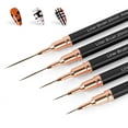 thumbnail image 1 of Metallic Nail Art Pens, Liner Brushes Set, 5PCS Black Color Nail Tools For Long Lines, Thin Details, Fine Drawing, Liner Brush UV Gel Polish Painting Nail Design Sizes 5/8/12/20/25mm, 1 of 14