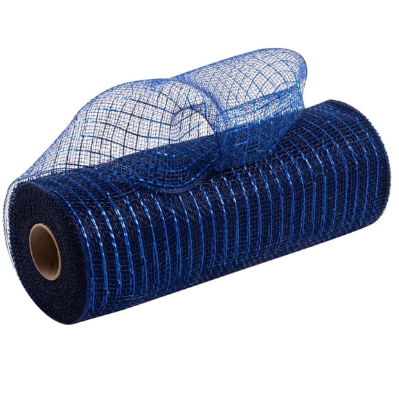 Metallic Navy Blue Deco Mesh - 10" x 10 Yards, Election Day, Veterans Day, Fall, Christmas, Hanukkah