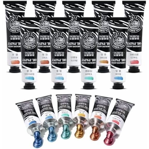 Metallic Oil Paint Set,9 Colors*60ml Large Tubes, Professional Oil Based Paint for Canvas Paint, High Saturation and Consistency, Oil Paints Supplies for Artists, Students, Beginners$$Art & Craft