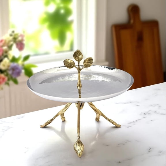Metallic One-Tier Serving Stand - Kitchen Decor Item