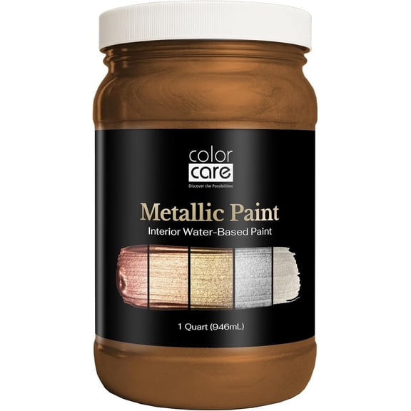 Color Care Metallic Paint, Water-Based Low-Odor Paint for Walls and Crafts, Antique Bronze Satin, 1 Quart