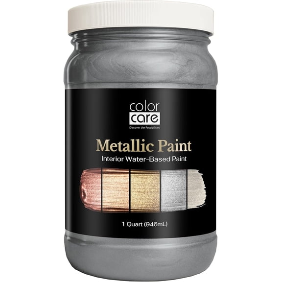 Color Care Metallic Paint, Water-Based Low-Odor Paint for Walls and Crafts, Chrome Matte, 1 Quart