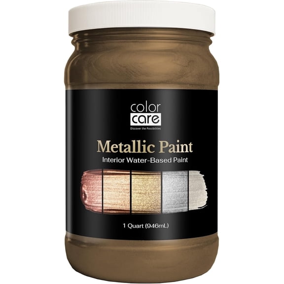 Color Care Metallic Paint, Water-Based Low-Odor Paint for Walls and Crafts, Dark Bronze Matte, 1 Quart