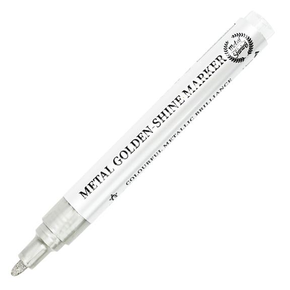 Metallic Paint Marker Pens, Fine Tip Permanent Metal Shine Markers, Waterproof Quick Dry Multi-Surface Paint Pens for Stone, Metal, Glass, Plastic, Craft, Rock Painting