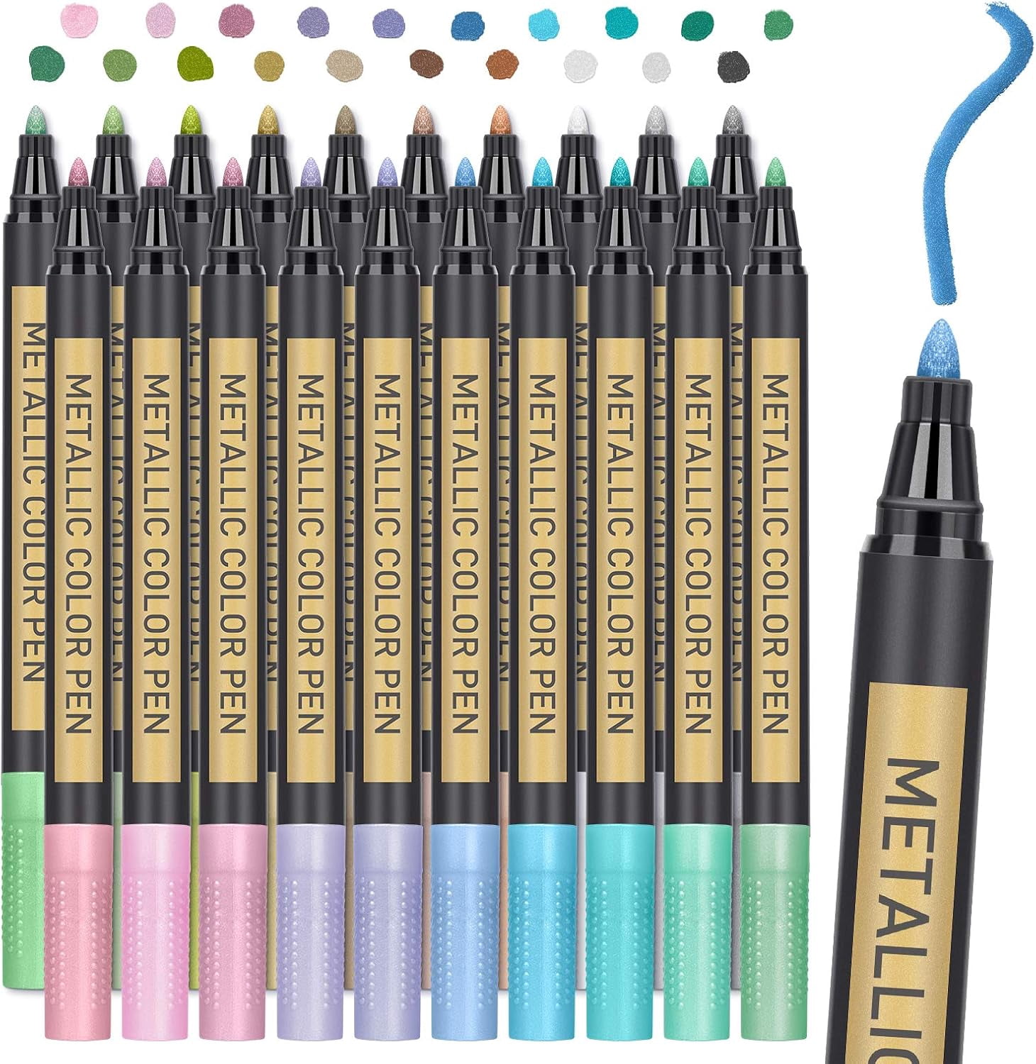Metallic Paint Markers, 20 Colors Paint Pen Craft Markers for Art, Rock Painting, Photo Albums, Scrapbooking, Black Paper, Mug, Wood, Easter Eggs, Drawing & Adult Art Supplies