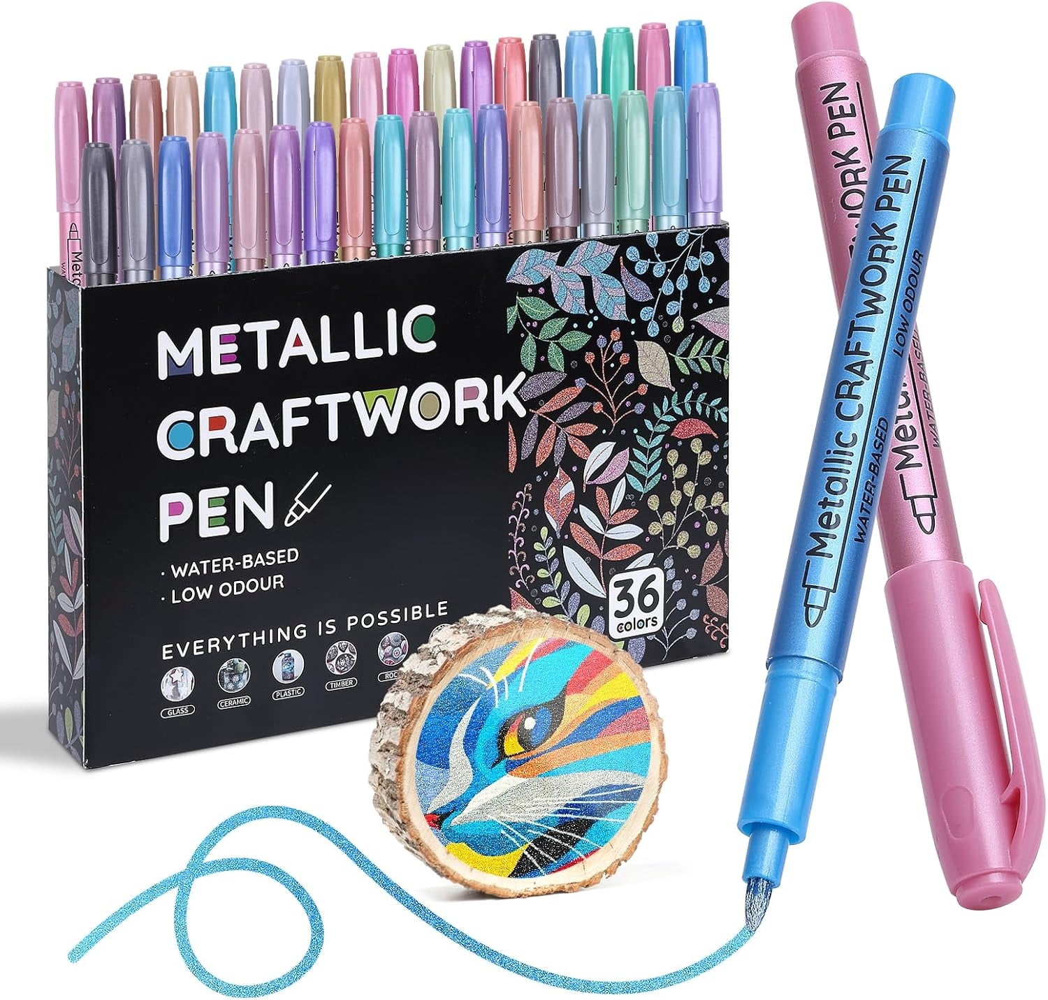 Metallic Paint Markers, Acrylic Paint Pens for Rock Painting, Glass, Wood, Fabric, Black Paper, Cards, Scrapbook,DIY Art Crafts