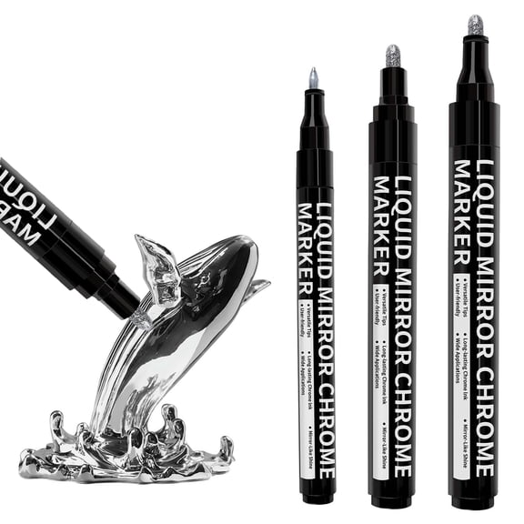 Metallic Paint Pens 3PCS Silver Chrome Marker with 3 Nibs