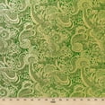 thumbnail image 1 of Metallic Paisley Gold Brocade Fabric 60" By Yard in Red Yellow White Purple Blue (Kelly Green / Gold), 1 of 4