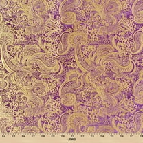 Metallic Paisley Gold Brocade Fabric 60" By Yard in Red Yellow White Purple Blue (Purple / Gold)