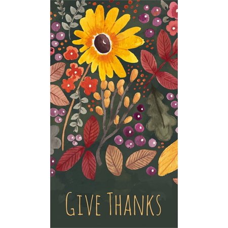 Metallic Paper Guest Towel, 15 Count, Give Thanks Flowers