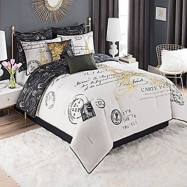 Metallic Paris 8 Piece Comforter Set- Full - Walmart.com