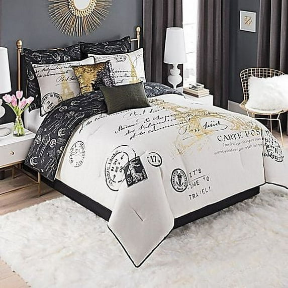 Metallic Paris 8 Piece Comforter Set- Full