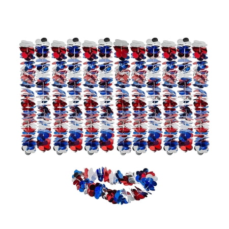 Metallic Patriotic Leis - 12 Pieces