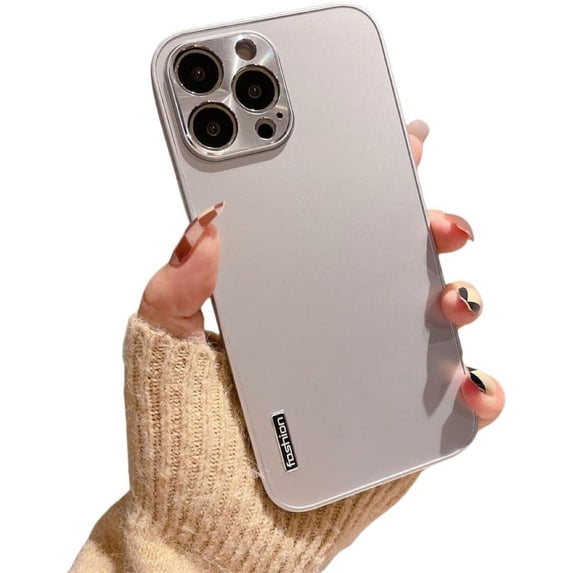 Metallic Pattern Simple Lens All-Inclusive Phone case, Multi-Color Optional, Shockproof and wear-Resistant, for iPhone 15 14 13 12 11 Pro Max Plus XS XR Phone Case (Silver,iPhone XR)