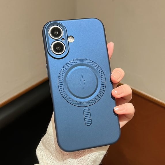 Metallic Phone Case for Apple iPhone 16, Compatible with Magsafe Wireless Charging Anti-Scratch Soft TPU Bumper Anti-Scratch Mangetic Case for Women Men, Blue