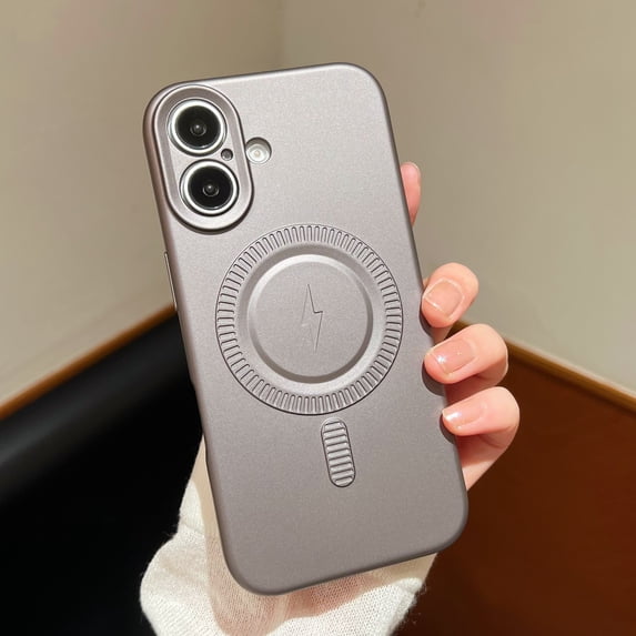 Metallic Phone Case for Apple iPhone 16, Compatible with Magsafe Wireless Charging Anti-Scratch Soft TPU Bumper Anti-Scratch Mangetic Case for Women Men, Gray