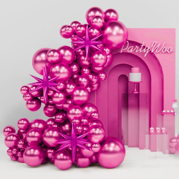 Metallic Pink Star Balloons 110pcs Different Sizes 18 12 10 5 Inch Pack 22 Inch Rose Pink Spike Star Foil Mylar Balloon Arch Kit for Birthday Wedding Party Decorations Pink-G114