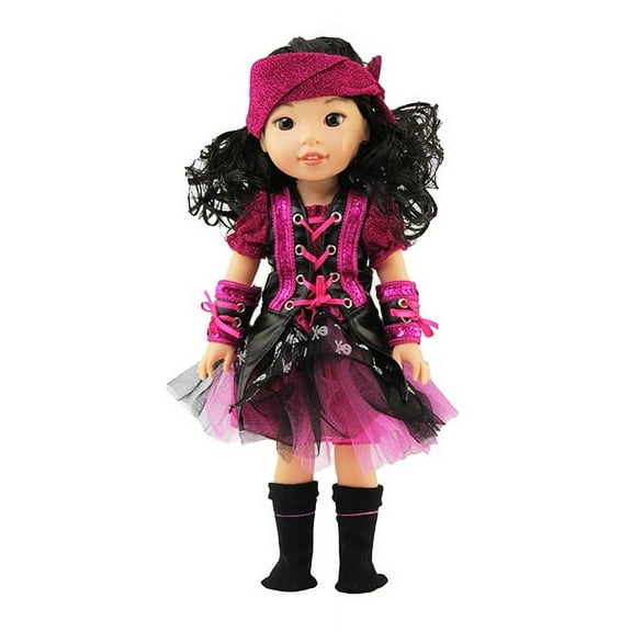 Metallic Pirate Halloween Costume| Compatible with 14" Wellie Wisher Dolls | 14'' Inch Doll Clothing