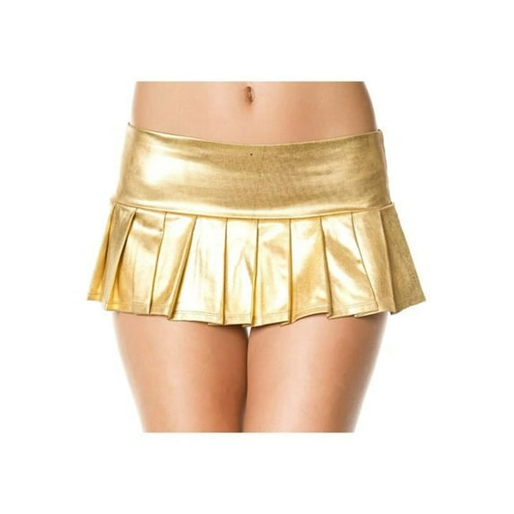 Metallic Pleated Mini Skirt - Gold